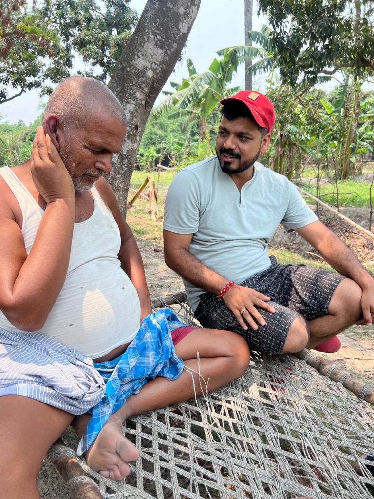 Meeting local farmers in Bhagalpur orchards